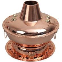 Mongolian Copper Hot Pot 34cm with Dual Heating Base, Split Pot Design, Pure Copper for Family