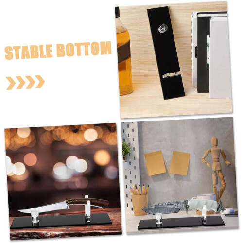 Clear Acrylic Knife Holder with Black Base, SpaceSaving Kitchen Display Stand for Countertop Storage 1