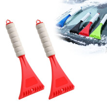2pcs Car Ice Scraper with Ergonomic Foam Grip, Durable Silicone Edge for Winter Windshield Snow Removal, Red
