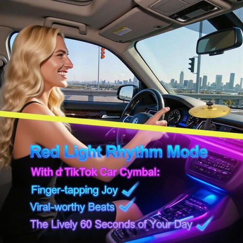 Car Cymbal Gold with Easy Vent Installation, Adjustable Arm, Fun InCar Mini Drum Accessory 1