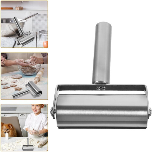 Stainless Steel Pastry Roller Pin with Ergonomic Single Head for Precise Dough Rolling and Baking 1