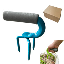 Manual Garden Tiller with Ergonomic Foam Handle, Heavy Duty Triangular Head Soil Cultivator Blue