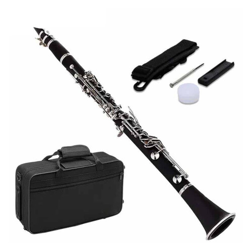 Professional Bb Clarinet Solid Wood with Silver Plated Keys for Beginners and Advanced Players 2