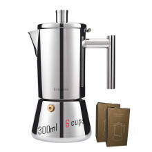 4 Cup Stainless Steel Moka Pot Stovetop Espresso Maker with Safety Valve for Italian Style Brewing