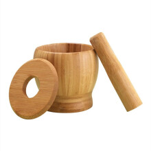 Wooden Mortar and Pestle for Garlic and Spices, Manual Wood Grinder with Ergonomic Grip