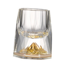 Gold Foil Whiskey Glass Set Handblown Diamond Pattern Luxury Drinkware for Festive Gatherings