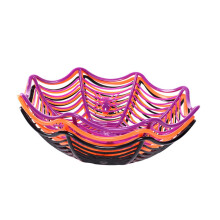 3Pcs Spider Web Halloween Candy Bowls Orange Black Purple Fruit Baskets for Spooky Party Decor