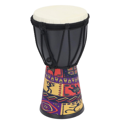 4 Inch African Hand Drum with Ethnic Pattern, Mini Percussion Drum, Durable PVC Shell 1
