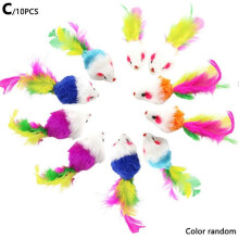 (3) 10Pcs Mice Pet Cat kitten Toy Gift Play Toys Scratch Rattle Fleece False Mouse