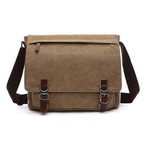 (Khaki) Men's Student Canvas Bag