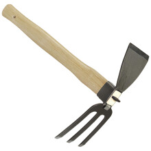 2in1 Long Handle Garden Hoe and Weeding Tool with Ergonomic Wooden Grip and Carbon Steel