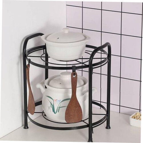 Two Tier Pot and Pan Organizer Rack for Kitchen Cabinet, Durable Iron Cookware Storage Stand 1