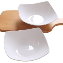 Large Ceramic Soup Bowls Set and Modern Porcelain Square Salad Plates, Microwave Dishwasher Safe White Dinnerware, Chip Resistant