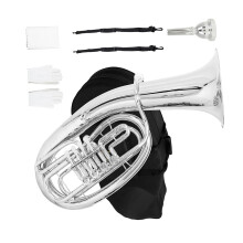 Professional Silver Bb Euphonium with Four Valves, Rich Sound and Ergonomic Design