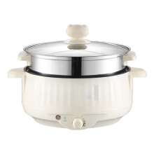 Electric Hot Pot Cooker Non Stick Multi Functional Skillet Compact Dorm Size with Steamer