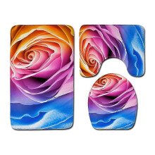 (9) 3pcs Non-slip Bathroom Rug Bath Mat Contour Toilet Seat Lid Cover Set Home Bathroom