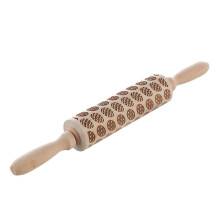 Embossed Wooden Rolling Pin with Egg Pattern for Cookies Fondant Pastry Dough and Pizza Baking