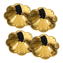 Belly Dance Copper Finger Cymbals 2 Pairs with Plum Blossom Lace Clear Tone Hand Percussion for Stage