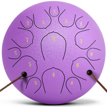 13 Inch 15 Note Purple Steel Tongue Drum Handpan with Mallets and Bag, Clear Resonant Sound for Meditation