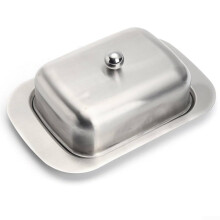 Stainless Steel Butter Dish with Lid, Rust Resistant Butter Keeper for Refrigerator, SlipProof Tray