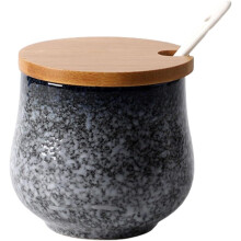 Ceramic Sugar Bowl with Lid and Spoon, Vintage Japanese Style Jar for Coffee, Tea and Dry Goods