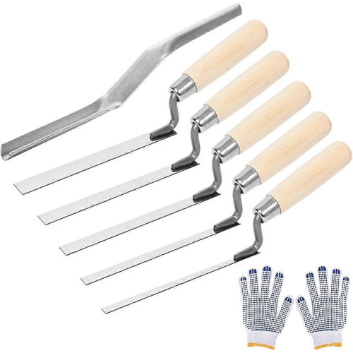 6 Pcs Pointer Trowel Set,Pointing Trowel Brick Jointer Cement Tool,Mortar Repair and Masonry Tools for Pointing