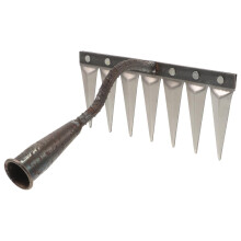 Garden Hand Rake Small Metal Tool for Weeding Soil Loosening Leaf Cleanup in Raised Beds