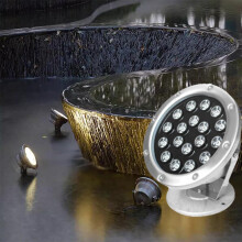 Underwater LED Fountain Light IP68 Waterproof 24V Low Voltage Adjustable Angle Yellow 18W
