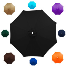 Patio Umbrella Replacement Canopy Waterproof UV Protection Outdoor Parasol Cover Black 6.6ft