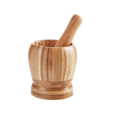 Wooden Mortar and Pestle Garlic Masher Easy Clean Grinder for Herbs Spices Kitchen Use