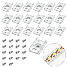 100pcs Clear 8mm LED Strip Mounting Clips with Screws, Holders for 3528 5050 5630 Waterproof Lights