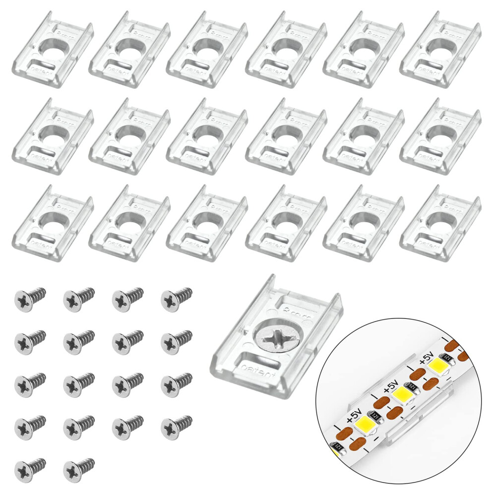 100Pcs Clear 8Mm Led Strip Mounting Clips With Screws, Holders For 3528 5050 5630 Waterproof Lights 9174973313854