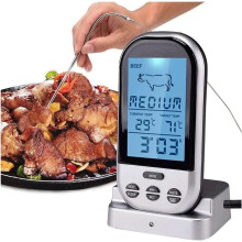 Wireless Meat Thermometer with Dual Probes, Accurate Instant Read BBQ Thermometer with Timer Alarm for Smoker Grill Oven