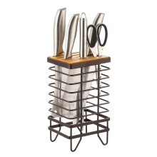 Kitchen Knife Holder Wooden and Metal Universal Knife Block with 360 Ventilated Design Coffee 131023.5cm