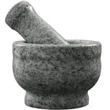 Natural Stone Mortar and Pestle Garlic Grinder with Deep Bowl and Ergonomic Grip for Herbs