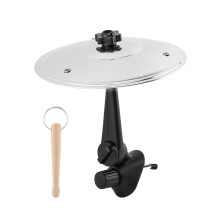 Car Cymbal Air Vent with Wooden Drum Stick Keyring, Mini Crash Cymbal for Drummers, Silver