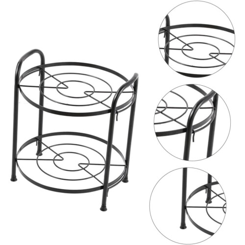 Two Tier Kitchen Storage Rack Adjustable Cookware Organizer Shelf with Durable Iron Frame Black 2