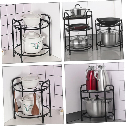 Two Tier Adjustable Pot Rack Pan Organizer with Detachable SpaceSaving Design for Kitchen Storage 1