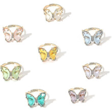 Butterfly Rings Acrylic Crystal Rings Colorful Vintage Cute Jewelry
