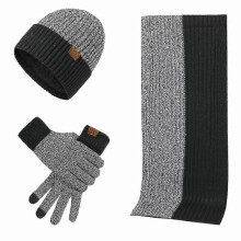Beanie Hat Scarf Touch Screen Gloves Set Winter Warm Thick Knit for Men And Women