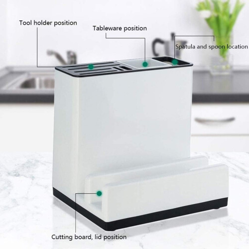 Universal Knife Block Kitchen Holder with MultiSlot Organization and Dry Storage Design 2