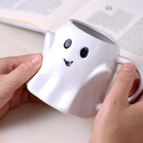 Halloween Ghost Coffee Mug 14.9oz Unique Design Ceramic Cup  Halloween Gift White 2