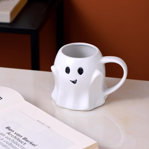Halloween Ghost Coffee Mug 14.9oz Unique Design Ceramic Cup  Halloween Gift White 1