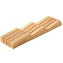 Knife Drawer Organizer Rubber Wood 7 Slot Wooden Knife Block Space Saving Safe Slot System