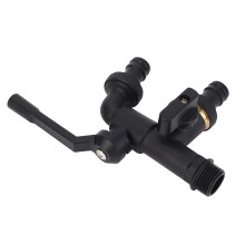 Outdoor Brass Double Taps Water Faucet Kit - 3/4in Inlet, 2 Outlets, Black