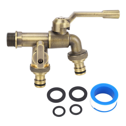 DoubleTaps Wasserhahn-Set 3/4-Zoll-Anschluss 225 mm Messing 2