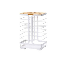 Knife Block Holder Stainless Steel with Wood Slots, Universal Kitchen Knife Organizer for Countertop