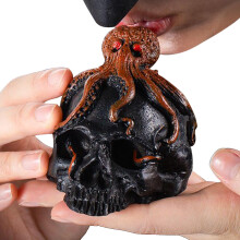 Death Whistle Skull Octopus Design Handmade Loud Yellow Clay with Storage Bag for Outdoor Use
