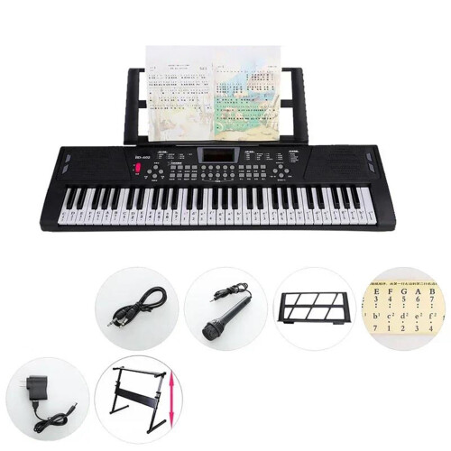 61 Key Electronic Keyboard with Stand, Multiple Timbres and Rhythms, Recording and Playback Functions 1