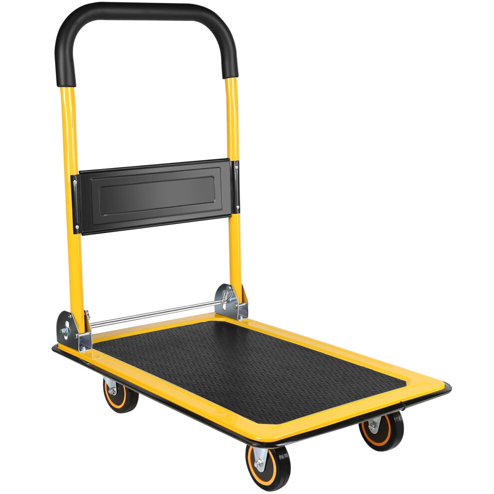 Folding Hand Truck Platform Dolly Cart 330Lbs Heavy Duty With 360 Swivel Wheels And AntiâSlip Surface (Yellow) Yellow 9070919306716